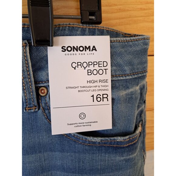NEW Sonoma Cropped Boot Jeans 16R High Rise Straight Button Fly  Denim Women's - Picture 2 of 9